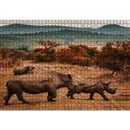 Cakapuzzle Muhteşem Boynuzlu Gergedan ve Yavrusu Mdf 1000 Parça Puzzle