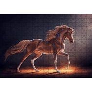 Cakapuzzle Muhteşem Kahverengi Aygır ve Mavi Desenleri 120 Parça Ahşap Puzzle