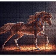Cakapuzzle Muhteşem Kahverengi Aygır ve Mavi Desenleri Mdf 1000 Parça Puzzle