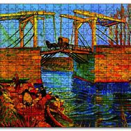 Cakapuzzle Nehir Çamaşır Yıkayan Kadınlar ve Köprü Mdf 120 Parça Puzzle