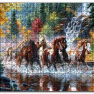 Cakapuzzle Nehirde Koşan Yaban Atları Mdf 500 Parça Puzzle