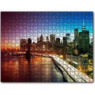 Cakapuzzle New York Manhattan Köprüsü ve Gece Manzarası 120 Parça Puzzle