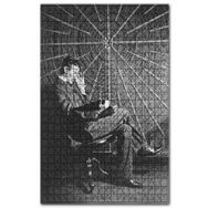 Cakapuzzle Nikola Tesla Eserinin Önünde Kitap Okuyor Ahşap 1000 Parça Puzzle