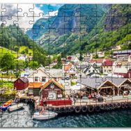 Cakapuzzle Norveç Alplerinde Göl Kenarındaki Mini Kasaba Mdf 255 Parça Puzzle