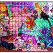 Cakapuzzle Odasında Sevimli Yavru Köpekler Ahşap 255 Parça Puzzle