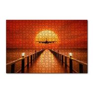 Cakapuzzle Okyanus İskele Günbatımı ve Uçak 120 Parça Ahşap Puzzle