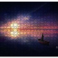 Cakapuzzle Okyanusta Günbatımı Sandal ve Çocuk Mdf 120 Parça Puzzle