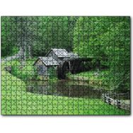 Cakapuzzle Orman Kenarındaki Ahşap Kulübe ve Değirmen 500 Parça Puzzle