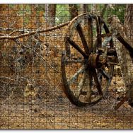 Cakapuzzle Ormanda Eski At Arabası Tekerleği Mdf 500 Parça Puzzle