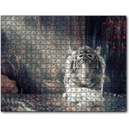 Cakapuzzle Ormanda Uyuyan Beyaz Kaplan ve Güneş Işıkları Mdf 120 Parça Puzzle