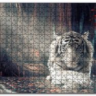 Cakapuzzle Ormanda Uyuyan Beyaz Kaplan ve Güneş Işıkları Mdf 500 Parça Puzzle
