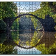 Cakapuzzle Ormandaki Kavisli Köprü ve Sudaki Aksi Mdf 120 Parça Puzzle