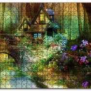 Cakapuzzle Ormandaki Sevimli Kulübe Köprü ve Çiçekler Mdf 500 Parça Puzzle
