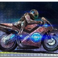 Cakapuzzle Parıltılı Motosiklet Eskizi Görseli Mdf 1000 Parça Puzzle