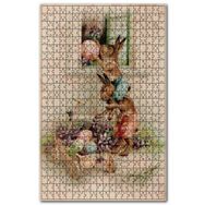 Cakapuzzle Paskalya Kartı Tavşanlar Çiçekler Görseli Ahşap 255 Parça Puzzle