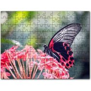 Cakapuzzle Pembe Çiçekler ve Siyah Kırmızı Kelebek 1000 Parça Puzzle