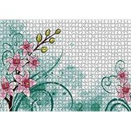 Cakapuzzle Pembe Çiçekler Yeşil Tohumlar ve Flu Desenler Mdf 1000 Parça Puzzle