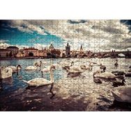 Cakapuzzle Prag Charles Köprüsü ve Kuğular 120 Parça Ahşap Puzzle