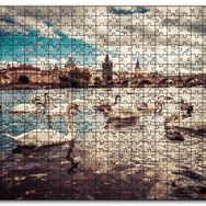 Cakapuzzle Prag Charles Köprüsü ve Kuğular Mdf 120 Parça Puzzle