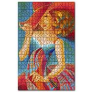 Cakapuzzle Renklerin Dansı Elbiseli ve Şapkalı Kız Ahşap 255 Parça Puzzle