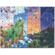 Cakapuzzle Renkli Ada Soyut Resim Sanat Eseri Gökkuşakları Ay 120 Parça Puzzle