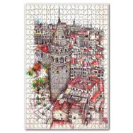 Cakapuzzle Retro Istanbul Galata Kulesi Tarz Görsel 1000 Parça Puzzle