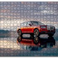 Cakapuzzle Rollsroyce Cullinan Kırmızı Işıltılı Görseli Mdf 120 Parça Puzzle