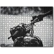 Cakapuzzle Royal Enfield Motorsiklet Depo Gidon Siyah Beyaz Mdf 120 Parça Puzzle