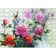 Cakapuzzle Şakayık Çiçeği Ve Kuşlar 120 Parça Ahşap Puzzle