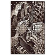 Cakapuzzle Saksafon Piyano Şehir Figürü Görseli Ahşap 500 Parça Puzzle