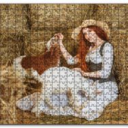 Cakapuzzle Samanlıktaki Genç Kız Oğlaklar Görseli Mdf 120 Parça Puzzle
