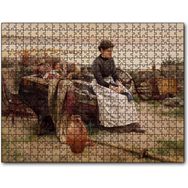Cakapuzzle Sandalda Çocuklar ve Kederli Kadın Mdf 1000 Parça Puzzle