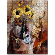 Cakapuzzle Şarap Kahve Çiçekler ve Müzik Kutusu 500 Parça Ahşap Puzzle