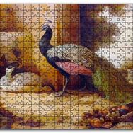 Cakapuzzle Saray Bahçesinde Bir Çift Tavuskuşu Mdf 120 Parça Puzzle