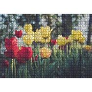 Cakapuzzle Sarı ve Kırmızı Laleler Flu Arkaplan Mdf 1000 Parça Puzzle