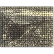 Cakapuzzle Şato Tepeler Yeldeğirmeni ve Uzanan Adam 1000 Parça Ahşap Puzzle