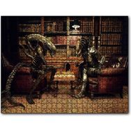 Cakapuzzle Satranç Oynayan Alien ve Avcı Mdf 120 Parça Puzzle