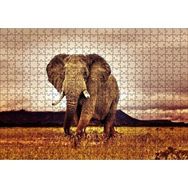 Cakapuzzle Savanada Günbatımı ve Erkek Fil 120 Parça Ahşap Puzzle