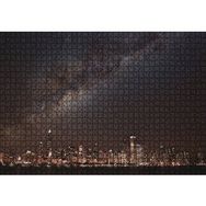 Cakapuzzle Şehrin Gece Manzarası ve Gökyüzünde Samanyolu 1000 Parça Ahşap Puzzle