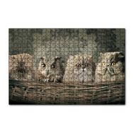Cakapuzzle Sepetin İçinde Üç Kedi ve Bir Baykuş 120 Parça Ahşap Puzzle