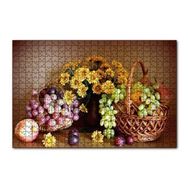 Cakapuzzle Sepette Meyvalar Vazoda Çiçek Görseli 120 Parça Ahşap Puzzle