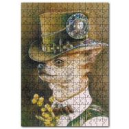 Cakapuzzle Silindir Şapkalı ve Papyonlu Şivava Köpek Mdf 120 Parça Puzzle