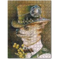 Cakapuzzle Silindir Şapkalı ve Papyonlu Şivava Köpek Mdf 255 Parça Puzzle