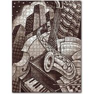 Cakapuzzle Siyah Beyaz Müzik Aletleri Binalar Soyut Resim Görseli 255 Parça Puzzle