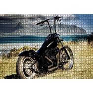 Cakapuzzle Siyah Chopper Motorsiklet Deniz ve Dağlar Mdf 1000 Parça Puzzle