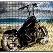 Cakapuzzle Siyah Chopper Motorsiklet Deniz ve Dağlar Mdf 120 Parça Puzzle