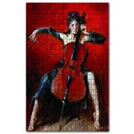 Cakapuzzle Siyah Elbiseli Viyola Çalan Kadın Ahşap 1000 Parça Puzzle
