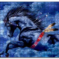 Cakapuzzle Siyah Kızılderili Atı ve Bulutlu Gökler Mdf 1000 Parça Puzzle