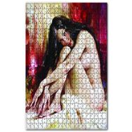 Cakapuzzle Siyah Saçlı Çıplak Kadın Ahşap 500 Parça Puzzle