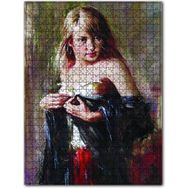 Cakapuzzle Siyah Şallı Sarışın Kadın Ahşap 1000 Parça Puzzle